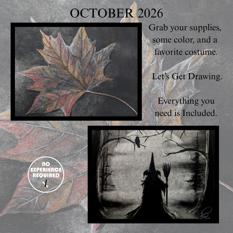 October 2026 Art Charcoal Box with drawing supplies